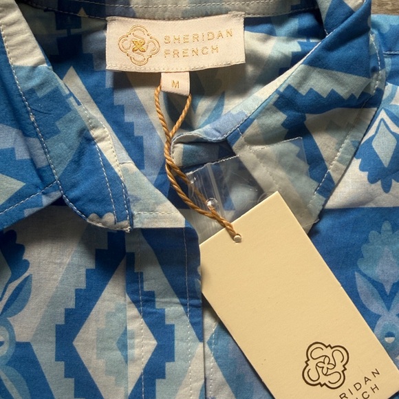 Sheridan French “Fern Blouse” – Size M – Colorful Geometric Triangle Top - Picture 3 of 6